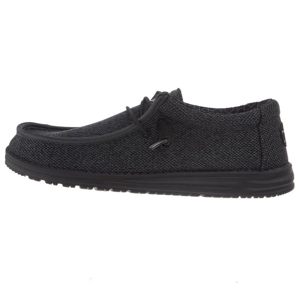 Hey Dude Mens Wally Sox Micro Total Black Casual Shoe