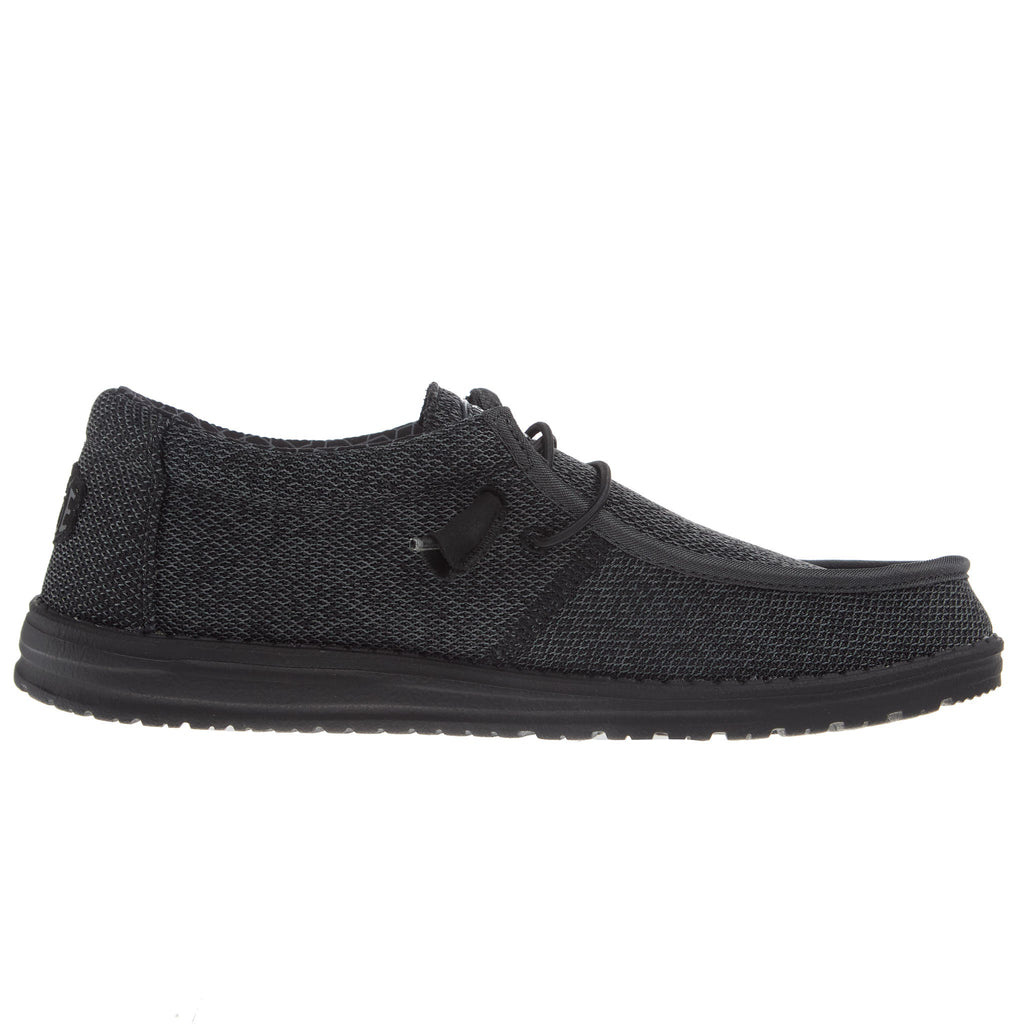 Hey Dude Mens Wally Sox Micro Total Black Casual Shoe