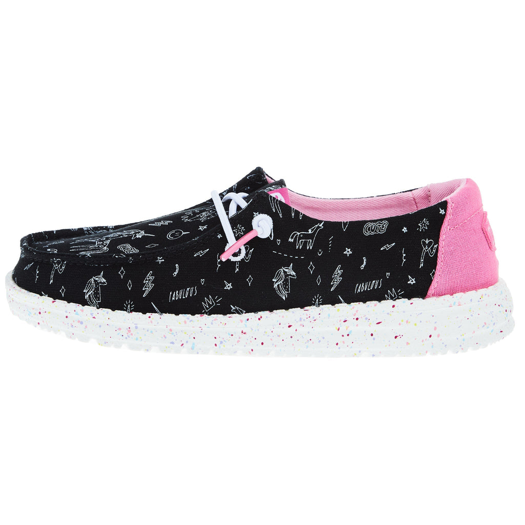 Hey Dude Youth Wendy Unicorn Black Casual Shoe
