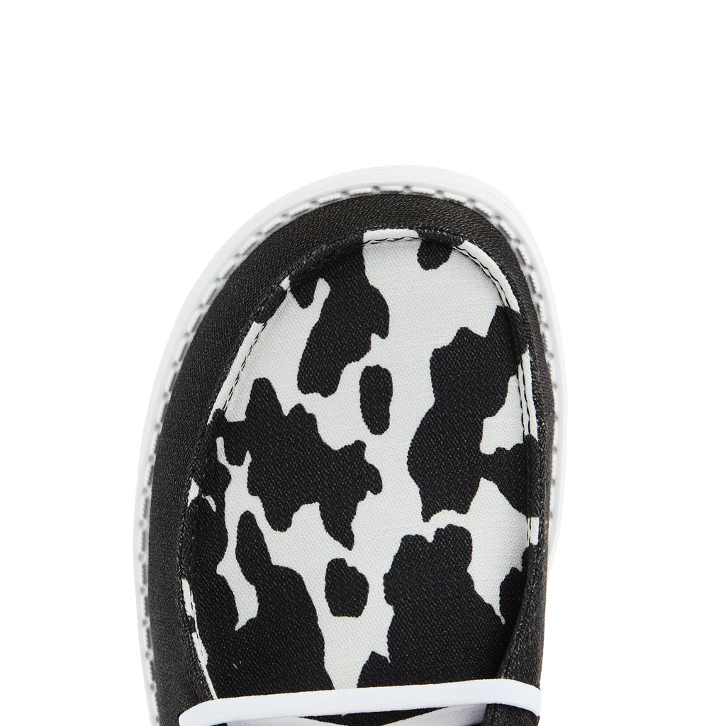 Hey Dude Women`s Black Cow Print Wendy Animal Casual