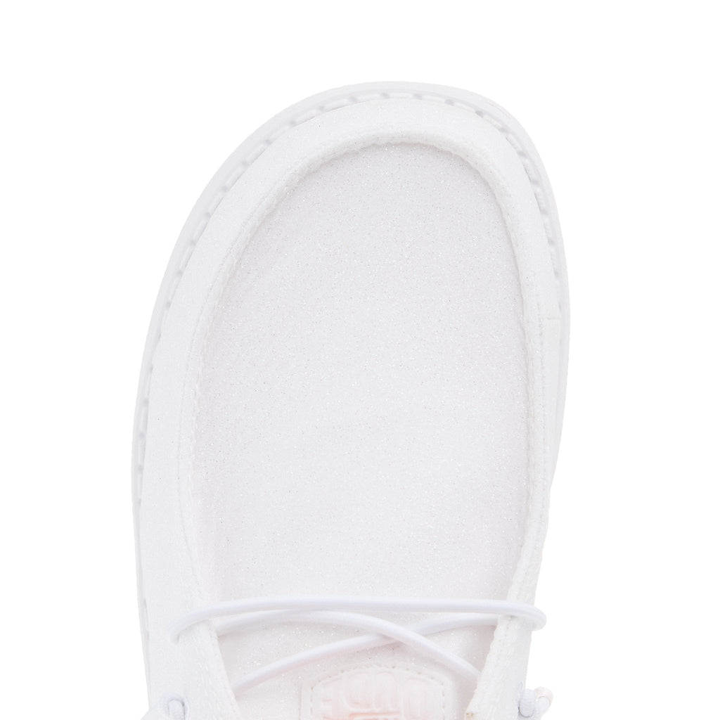 Hey Dude Womens White Metallic Sparkle Casual Shoe