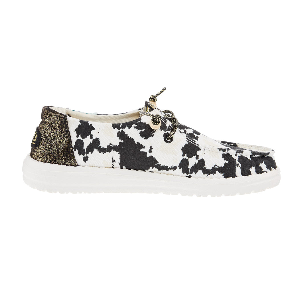 Hey Dude Womens Wendy Disco Cow Print Casual Shoe