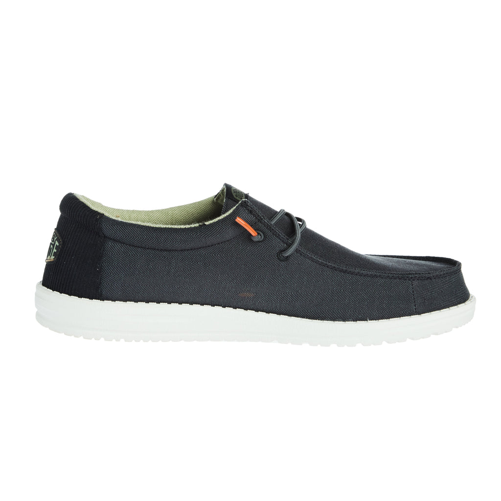 Hey Dude Men`s Black Wally Herringbone Casual Shoe