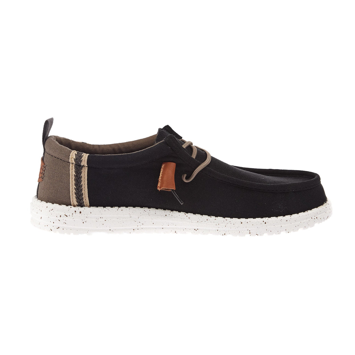 Hey Dude Men`s Black/Walnut Wally Summer Linen Casual Shoe