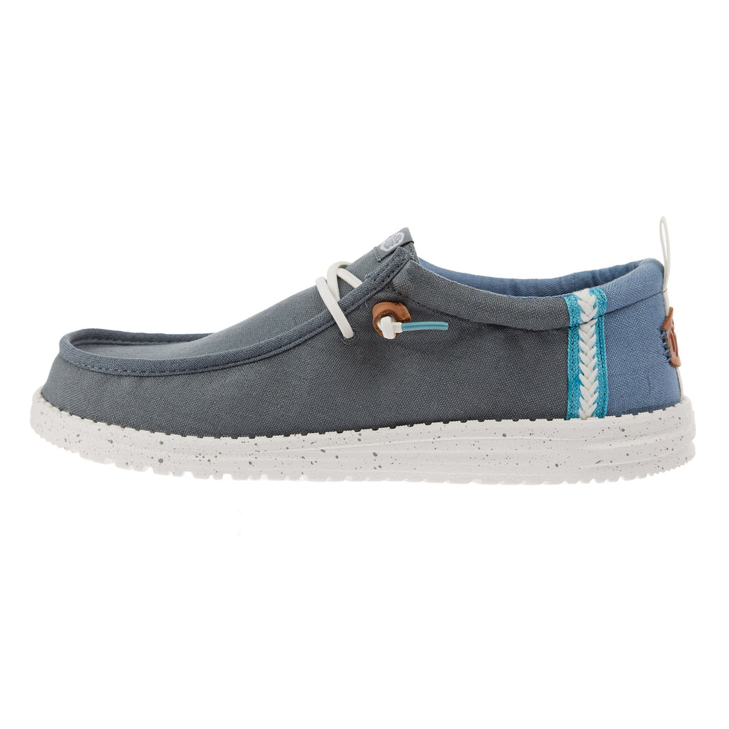 Hey Dude Men`s Grey/Denim Wally Summer Linen Casual Shoe