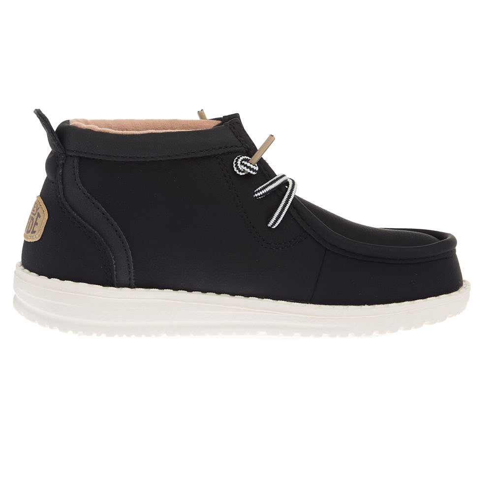 Hey Dude Youth Black Wally Mid Classic Casual Shoe