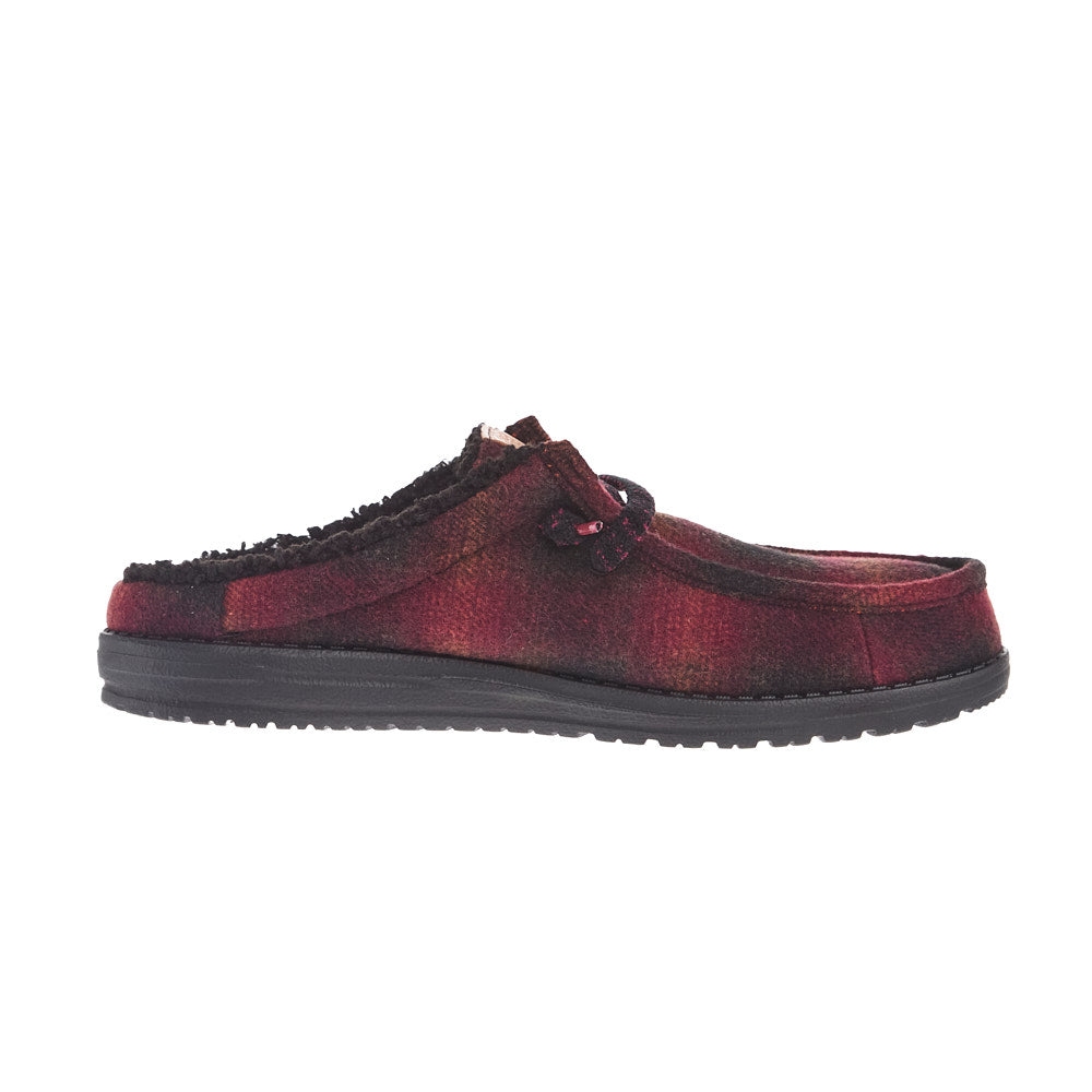 Hey Dude Men's Wally Slip Cozy Red Plaid Casual Shoe