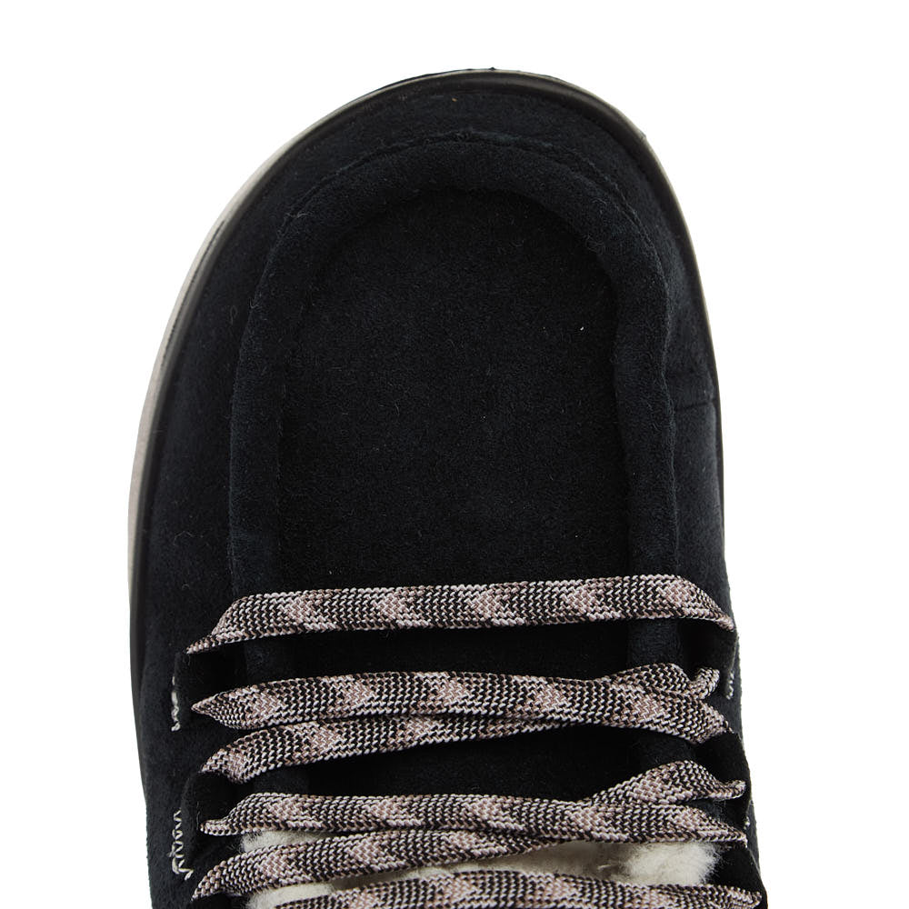 Hey Dude Women's Wendy Peak Apres Suede Black and Tan Lace Up Casual